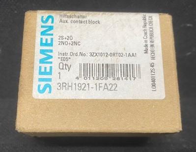 Blocco Contatti Ausiliario Siemens 3RH1921-1FA22 &ndash; 2NA + 2NC, Usato